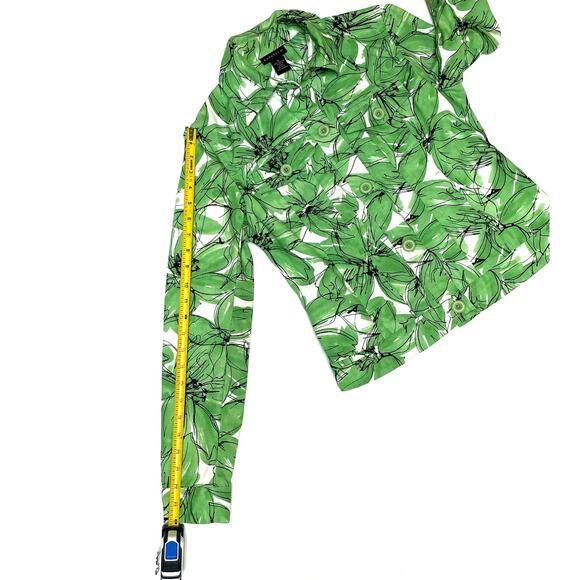 Rafaella Women’s Cropped Button-Up Jacket, Green Floral Print, Size M - Picture 9 of 9